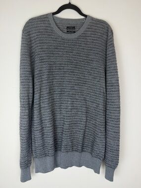 ALL SAINTS Sentrikk Crew Neck Wool Blend Textured Knit Sweater in Grey XL